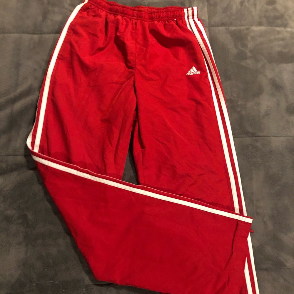Adidas Three Stripe Red Track Pants